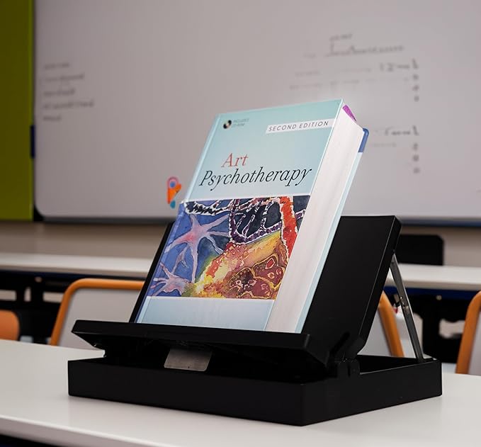 Book Stand with Storage — Adjustable Reading Stand for College Students, Portable Foldable Desk Book Holder for Textbooks, Tablets & Cookbooks, Ergonomic 60° Angle, Lightweight 1.6 lb