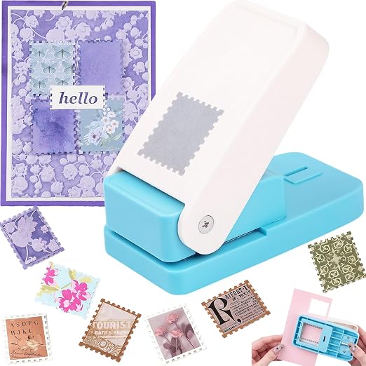 Stamp Punch, 1.5X1.25 inch Large Rectangular Postage Stamp Punch, Lever Paper Punches for Crafting, Stamps Shapes Paper Puncher, Rectangular Craft Hole Puncher for Crafting DIY Scrapbooking