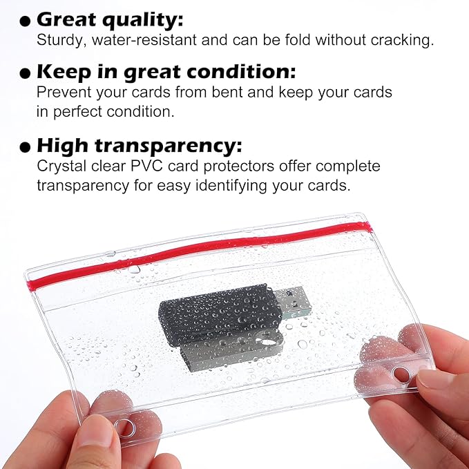 Affrolling 10 Pack Flash Drive Holder for 3 Ring Binders Clear Flash Drive Zipper Case Bulk Transparent Vinyl Plastic Binder Pockets USB Holder Storage Organizer Waterproof