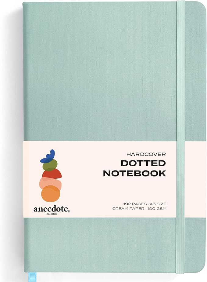 ANECDOTE. Dotted Journal Notebook, 192 Pages, A5 size: 8.3" x 5.4", Thick 100 GSM Paper, Dotted, Hardcover. Journal for Women and Men, Perfect Notebook for School, Work and Travel (Dutch Blue)