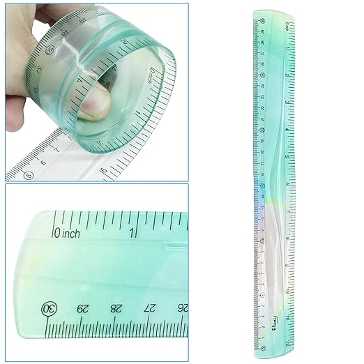 Hitefu 2 Pcs Plastic Flexible Ruler, 12 Inch Colorful Bendable Ruler Shatterproof Straight Edge, for School Classroom, Office, Students & Adults (30 cm)