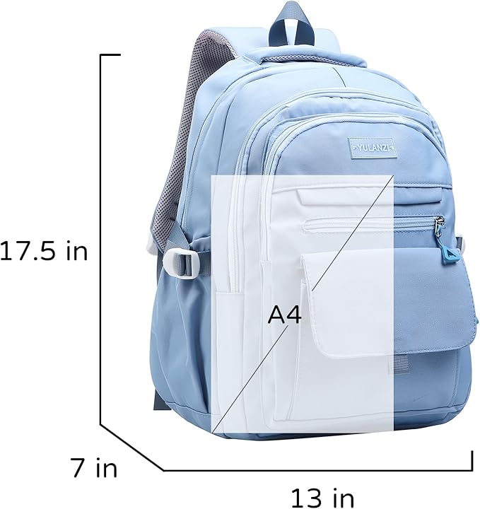 Phaoullzon Boys School Backpack for Girls, College Aesthetic Laptop Bookbag for Travel,Blue