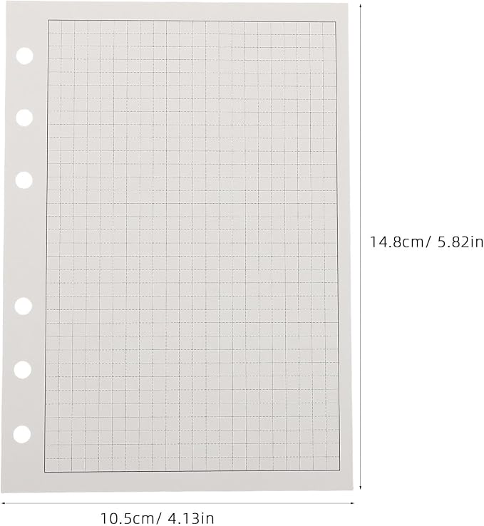 100pcs Loose Leaf Grid Paper Refill Ring Binders Reinforced Thick Planner Filler Pages with Punch for Journals Daily Planning School Projects and Office Organization
