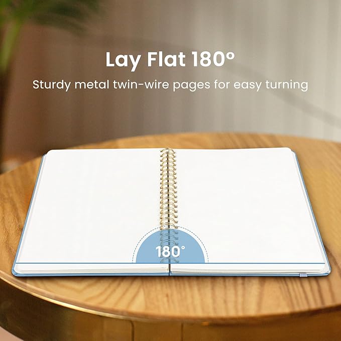 Taja Blank Spiral Journal Notebook for Women & Men, 140 Pages, Sketch Book, Plain Notebook for Drawing & Sketching, Journals for Creative Writing, A5(5.7" x 7.9") – Blue