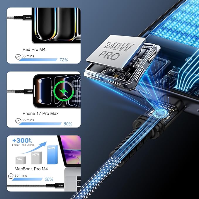 for iPhone 17 USB C Charger Fast Charging Cable 240w,3FT USB C to USB Type C Carplay Cord Fast Charging Android Phone Cord for iPhone 17 Pro Max 17 Air 16E 16 16 Plus,Samsung Galaxy S26 Ultra/S26+ S25
