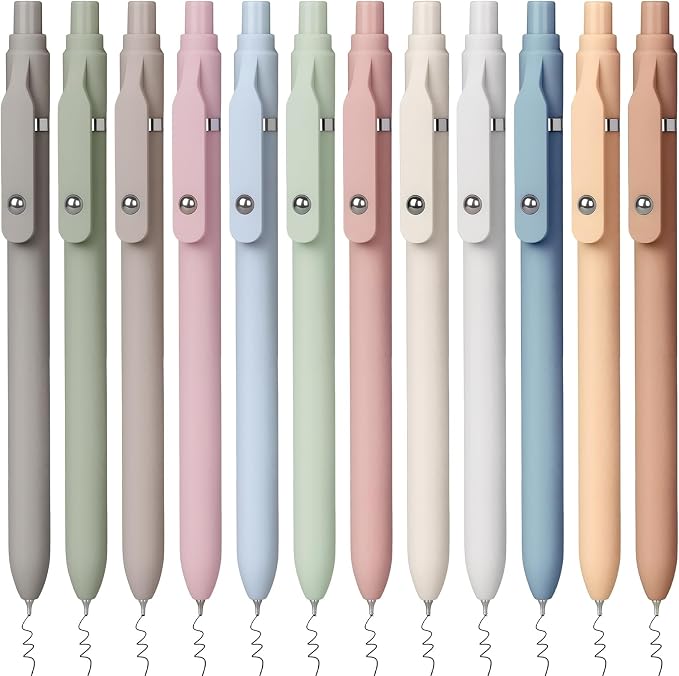 Sooez Gel Pens, 12 Pcs 0.7mm Black Ink Pens, Quick Dry Medium Point | Smooth Writing Pens, Retractable Cute Pens for Journaling Note Taking, Fancy Pen Set Gifts for School Office Women