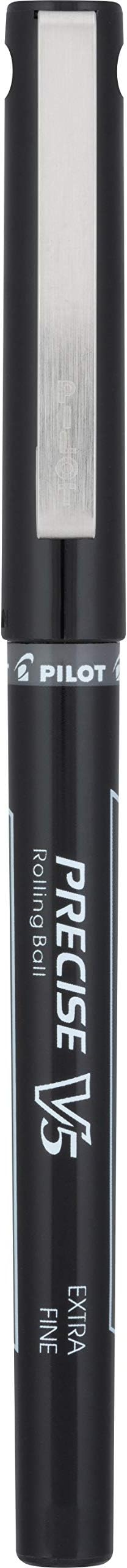 Pilot, Precise V5, Capped Liquid Ink Rolling Ball Pens, Extra Fine Point 0.5 mm, Black, Pack of 6