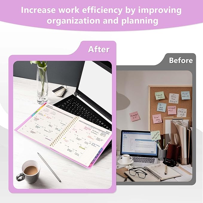 EMSHOI 2026-2027 Appointment Book, A4 15-Minute Hourly Planner, July 2026 - June 2027, Academic Planner Weekly and Monthly, 100GSM Thick Paper, Flexible Cover, Note Pages, Colorful Tabs, Purple