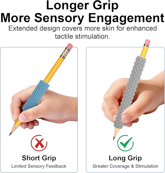 Sensory Pencil Grips for Kids 4 Pack, Quiet Classroom Fidget Toys, Textured Silicone ADHD & Autism Calming Tools, Anxiety Relief Item for Adults & Teens, Christmas Stocking Stuffers Gifts