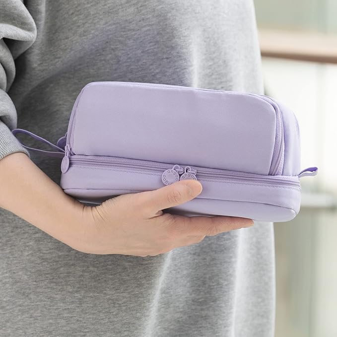 CICIMELON Large Capacity Pen Pencil Case with 4 Compartments, Multi-Slot Pencil Pouch Bag Aesthetic School Supplies Organizer for Teen Girls, Women, Adults (Purple)