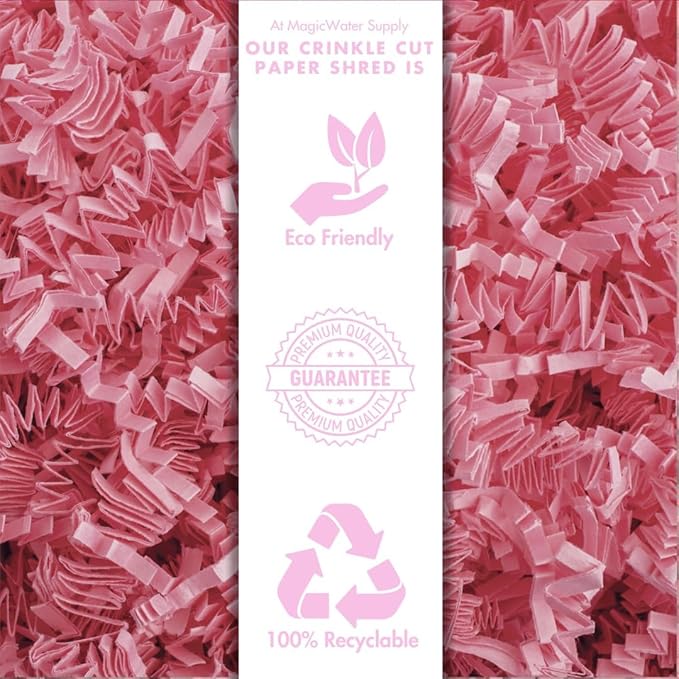MagicWater Crinkle Cut Paper for Gift Baskets - 5LB - Light Pink - Perfect for Shredded Paper Filler, Basket Filler, Gift Boxes, Bridesmaid Gifts, Christmas Stuffers & More – Ideal for All Occasions