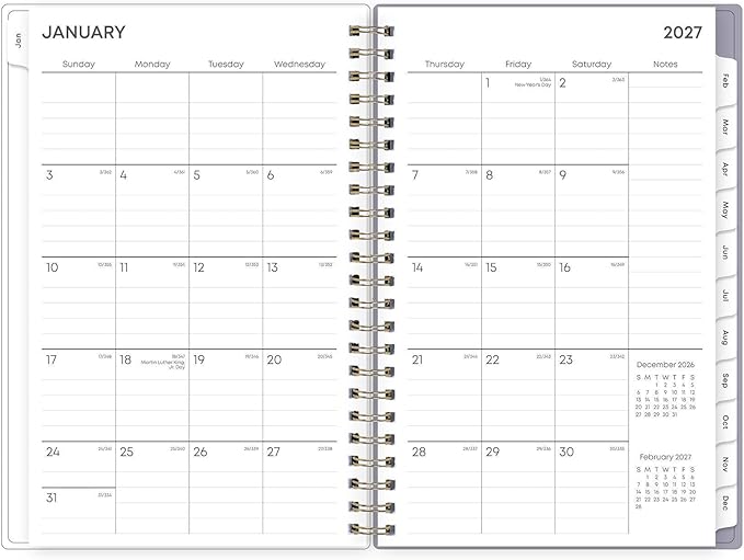 Blue Sky 2027 Weekly and Monthly Planner Calendar, January 2027 - December 2027, 5" x 8", Flexible Frosted Cover, Laminated Tabs, Durable Twin Wire Binding, Tula