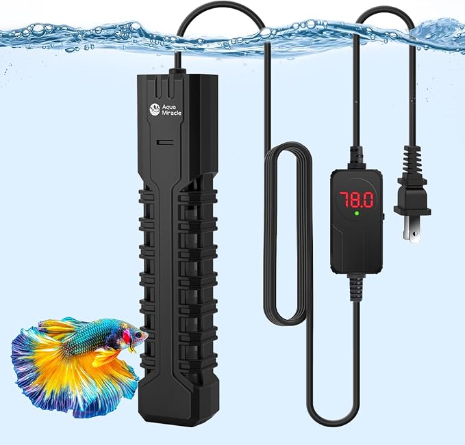 AquaMiracle Submersible Aquarium Heater with LED Digital Temp Display, Fish Tank Heater with Dry-Run & Over-Temp Protection, for Freshwater Saltwater Aquariums(300W/40-75Gal)