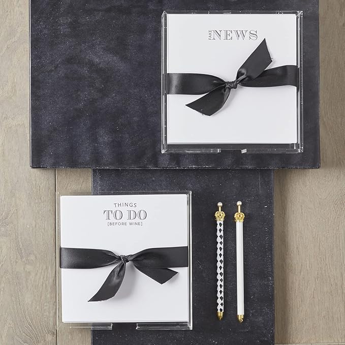 Santa Barbara Design Square Acrylic Notepaper Holder with 125 Sheets Heavyweight Paper, 6.5", Things To Do Before Wine