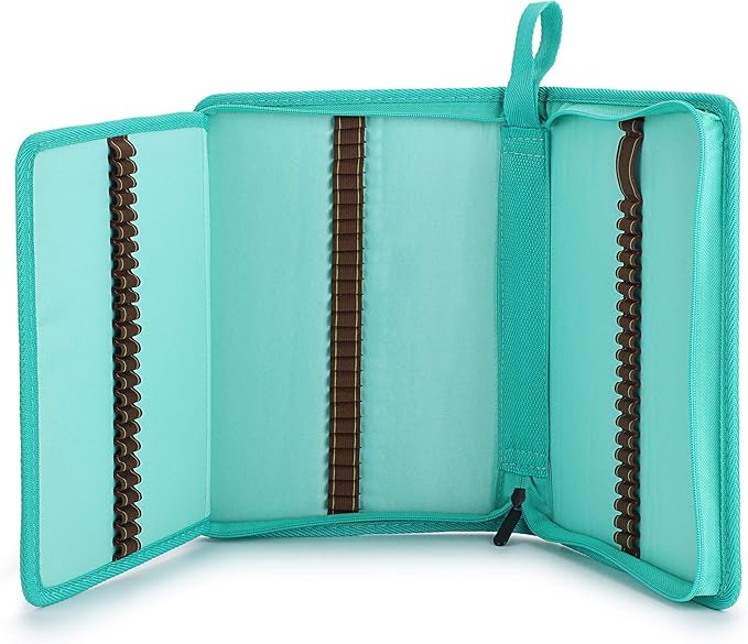 BTSKY® Portable Canvas Zippered Colored Pencil Case-Super Large Capacity 72 Slot Pencil Bag Pouch for Watercolor Pencils (Blue)