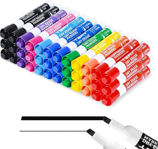 Tbay Dry-Erase Markers - 36 Counts, Chisel Tip Whiteboard Markers for Office/School Supplies, Low Odor (Multicolor - 9 Colors)