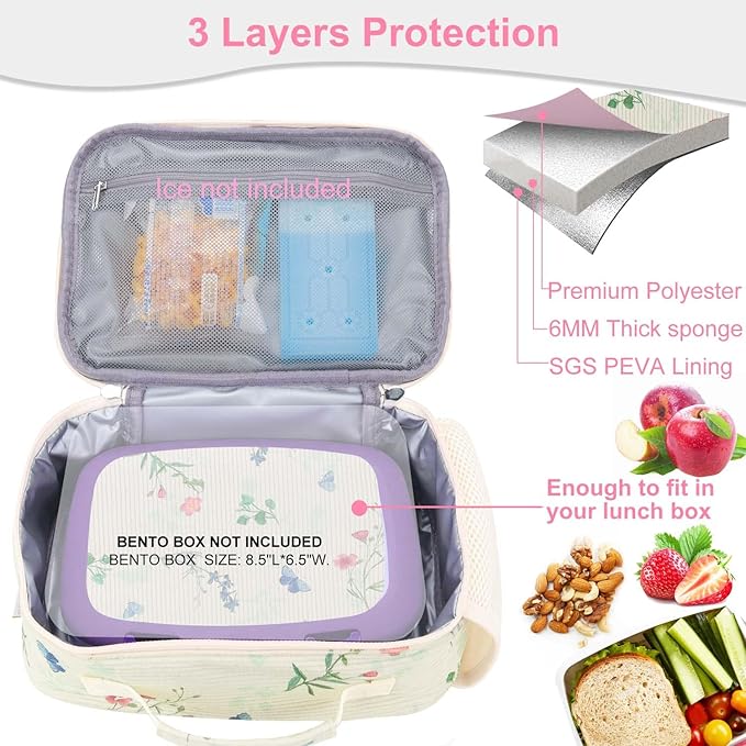 RHCPFOVR Kids Lunch Bag - Insulated Lunch Box for Boys Girls,Washable Lunch Bag and Reusable Toddler Leak-proof Lunchbox for School and Daycare