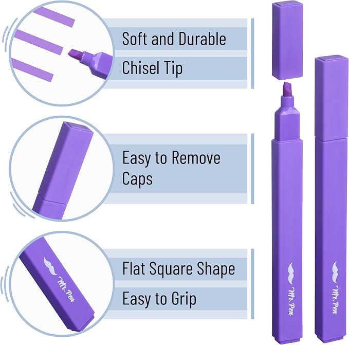 Mr. Pen- Aesthetic Highlighters No Bleed, 10 Pack, Assorted Colors | Chisel Tip, Cute Highlighters Assorted Colors for Journaling, Highlighting, Underlining, Fast Dry, Back to School Supplies