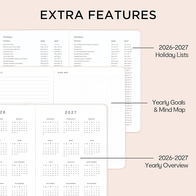 And Per Se Undated Planner, Weekly & Monthly Planner with Goal & Habit Tracker, A5 Leather Hardcover Productivity Journal for Academic Year (Botanical Floral)