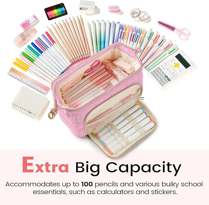 Sooez Large Pencil Case Pouch, Soft Pencil Bag with Zipper, Pen Bag Wide Opening, School Supplies Cute Pencil Case for Girls Boy Men Women, Purple