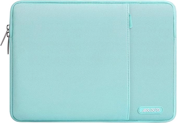 MOSISO Laptop Case 13.3 inch, 13-13.3 inch Laptop Sleeve Compatible with MacBook Air/Pro 13/Pro 14 M5 M4 M3 M2 M1, HP Dell ASUS Lenovo,Polyester Vertical Computer Sleeve Bag with Pocket, Mint Blue