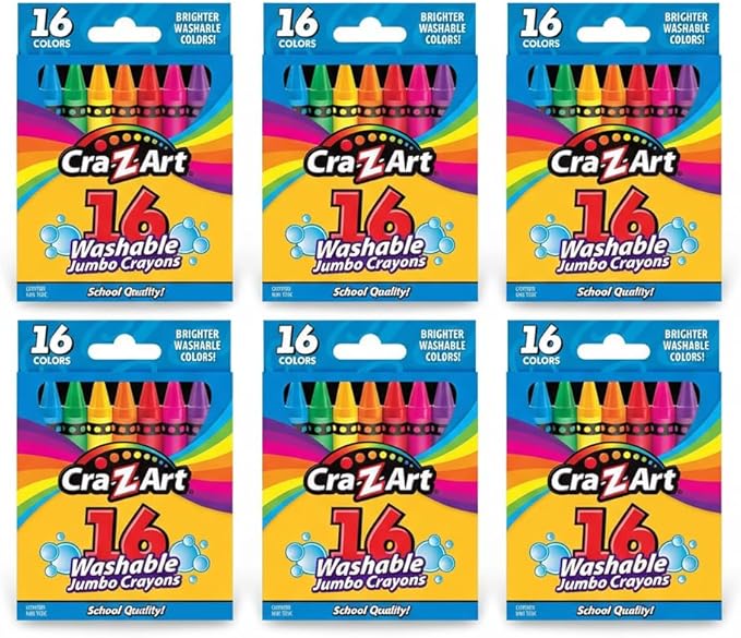 Cra-Z-Art Bulk Crayons, 6 Packs of 16 Count Washable Jumbo Crayons, School Supplies, Classroom Supplies, Teacher Bulk Pack