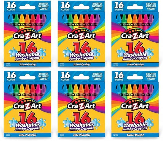 Cra-Z-Art Bulk Crayons, 6 Packs of 16 Count Washable Jumbo Crayons, School Supplies, Classroom Supplies, Teacher Bulk Pack