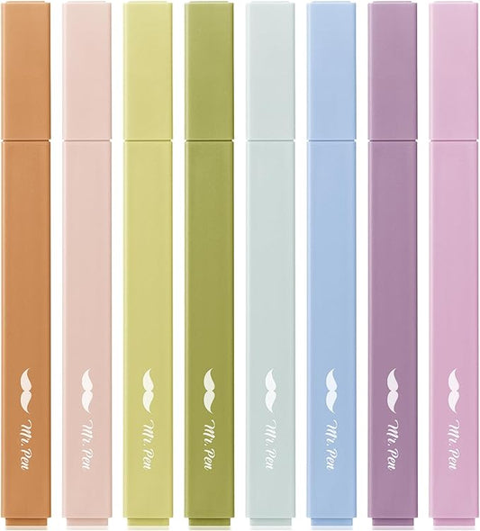 Mr. Pen- Aesthetic Highlighters No Bleed, 8 Pack, Verdant Earth, Chisel Tip, Cute Highlighters Assorted Colors for Journaling, Highlighting, Underlining, Fast Dry, Back to School Supplies