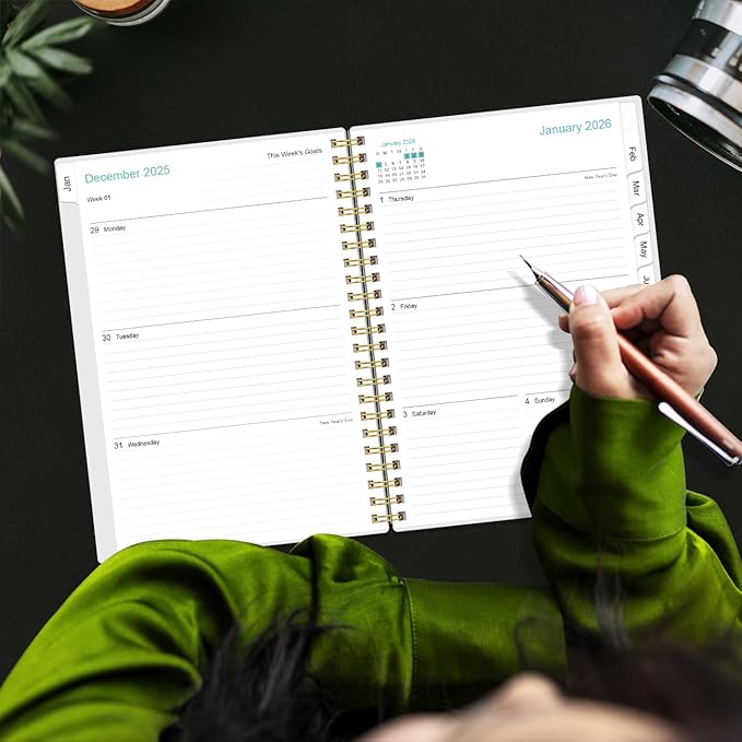 2026 Planner - Planner 2026 from January 2026 - December 2026, Weekly & Monthly Planner Spiral Bound with 12 Monthly Tabs, Inner Pocket, 6.4" x 8.5", Christmas Tree