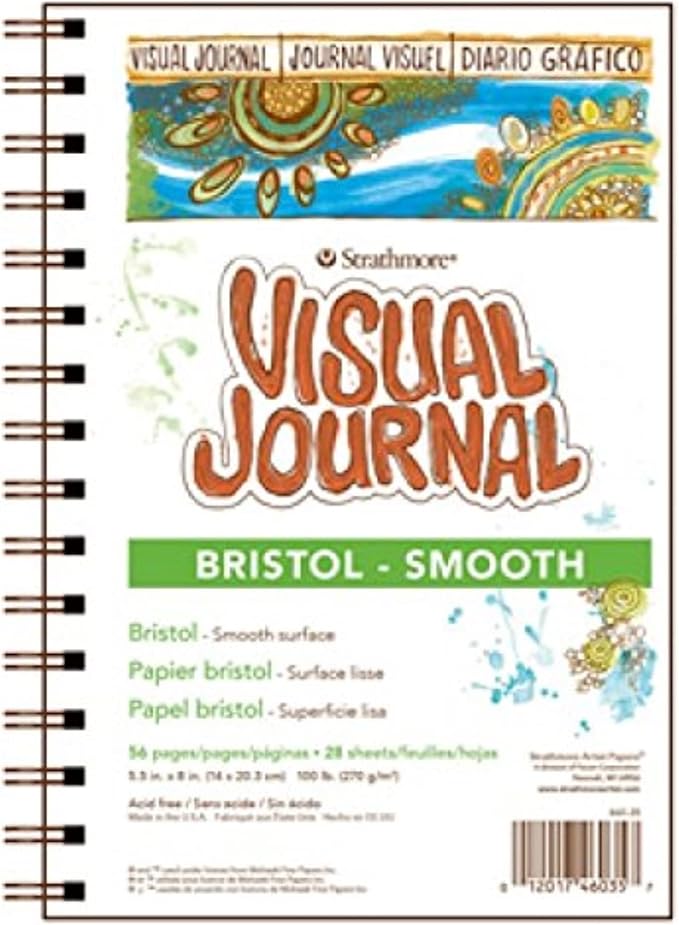 Strathmore Wire Bound Visual Journal, 100 lb. Smooth Bristol, 9 X 12 inches, White, 28 Sheets (460-39)