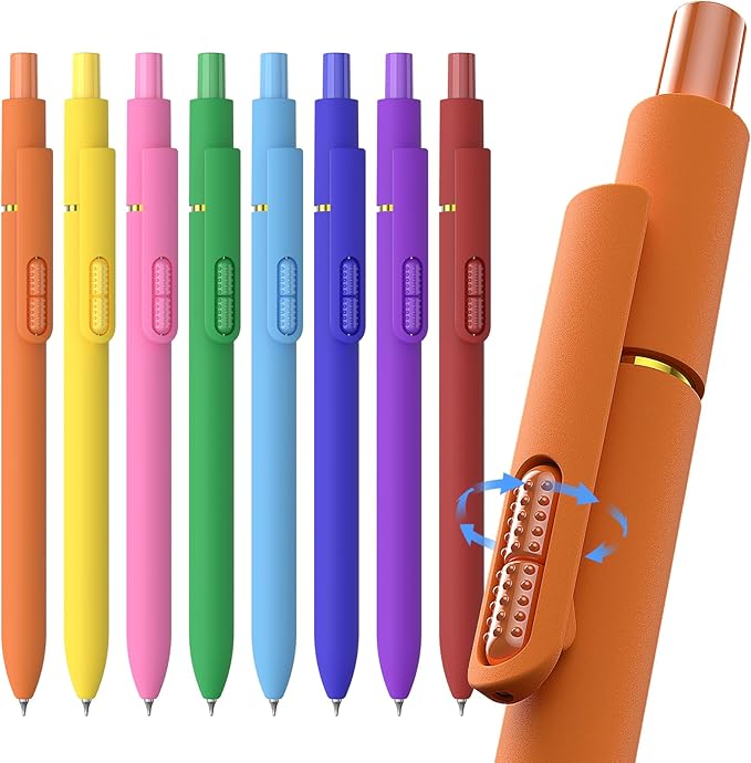 Hiacry 8Pcs Colorful Gel Pens - 0.7MM Fine Point Colored Ink Fidget Pens | Smooth Writing Quick-Dry Pens, No Bleed, Journaling,Note Taking, Coloring, Drawing, School, Office, Men & Women ( Dopamine ）