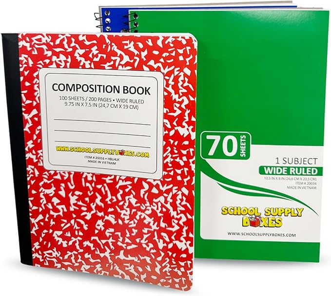 School Supply Boxes | Lapboard Bundle (1 Box) | Back to School Essentials Kit for Students & Teachers | Includes Dry Erase Lapboard, Marker, Notebooks, Pencils, & More