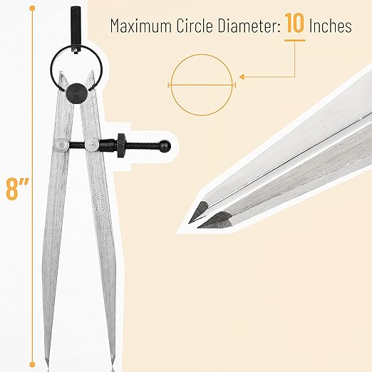 Mr. Pen Adjustable Divider Leather Compass, 8 Inch, Lockable Metal Compass, Wing Dividers for Leather and Woodworking