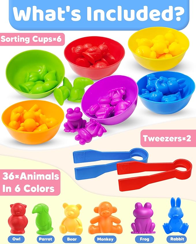 Oomloid Counting Animals Montessori Toys for 3 4 5 Years Old Boys Girls, Preschool Learning Activities Educational Sensory Toys Gifts for Kids Toddlers Ages 3-5, 4-8