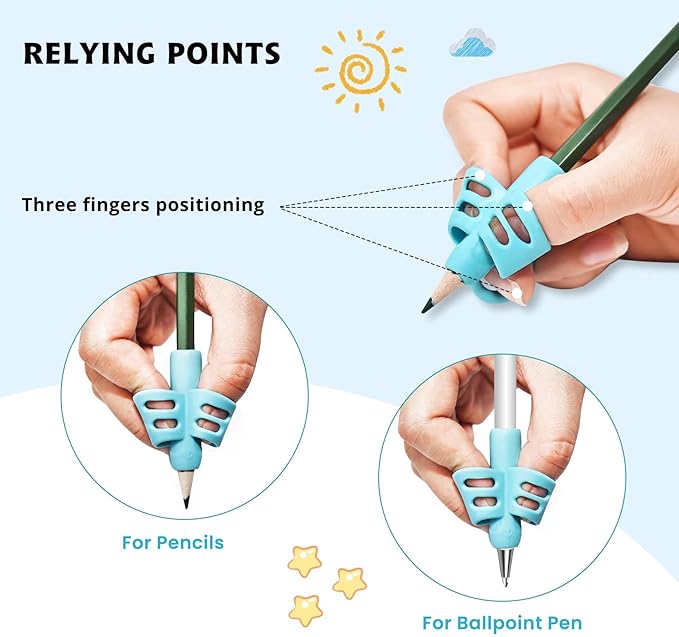 KIGEAPUEL 20 Pcs Pencil Grips for Kids Handwriting Pencil Holders Grippers Writing Posture Correction Tools for Toddlers, Special Needs Silicone Pencil Supplies for Kindergarten Preschoolers