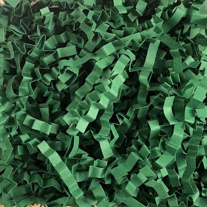 Ankelesz 50g Easter Raffia Grass Paper Shred for Gift Wrapping Basket and Gift Box Filling，Crinkle Cut Paper for Wrapping (Dark Green)