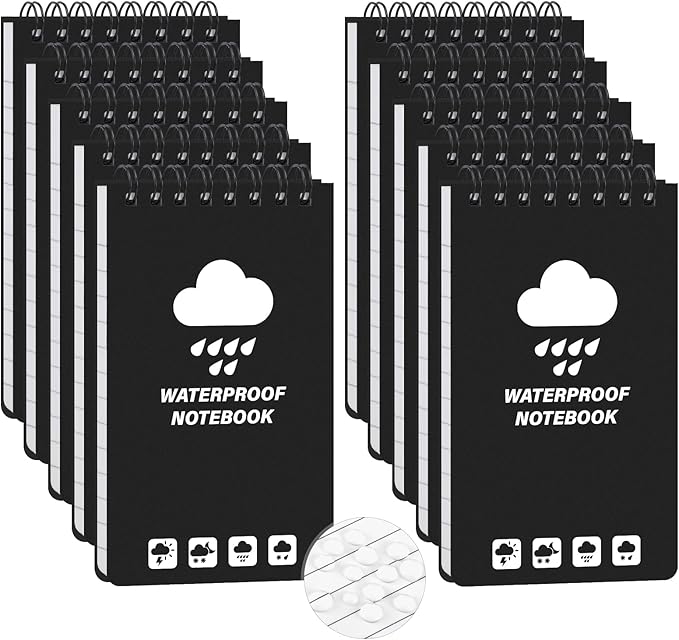 10 Pack Waterproof Pocket Notebook, 5" x 3" Top-Spiral Waterproof All Weather Notepad for Office School Police Outdoor Recording Steno Note Pads