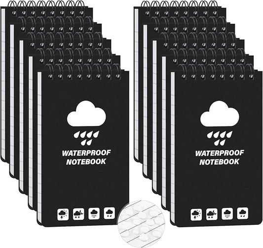 10 Pack Waterproof Pocket Notebook, 5" x 3" Top-Spiral Waterproof All Weather Notepad for Office School Police Outdoor Recording Steno Note Pads