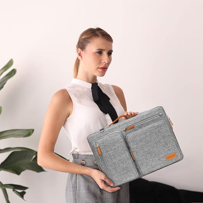 MOSISO 360 Protective Laptop Shoulder Bag,13-13.3 inch Computer Bag Compatible with MacBook Pro 14, HP, Dell, Lenovo, Asus Notebook,Side Open Messenger Bag with 4 Zipper Pockets&Handle, Gray