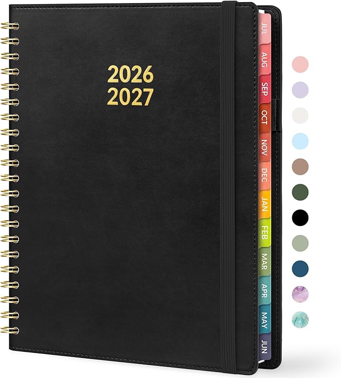 Forvencer Planner 2026-2027, Academic Planner Weekly & Monthly, Vegan Leather Cover Calendar Planner, July 2026 - June 2027, 8.5" x 11", Daily Agenda with Tabs, Student Teacher Planning Organizer