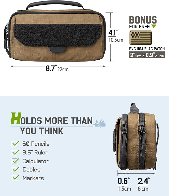 RXW Pencil Case Pouch for School, Office, Travel & EDC Organization | Large Capacity, 3-Layer Compartments, Tactical MOLLE Attachment, Everything Organized, Quick Access, Secure Storage