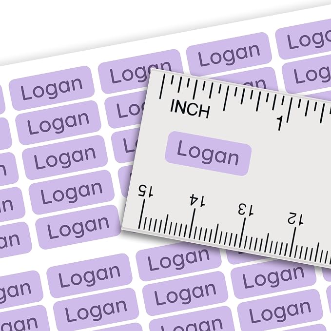 Personalized Mini Name Labels for Kids (210 Count) – Custom Waterproof Name Stickers for School, Daycare, Water Bottles, Lunch Boxes, Pencils, Supplies - Dreamy Lavender