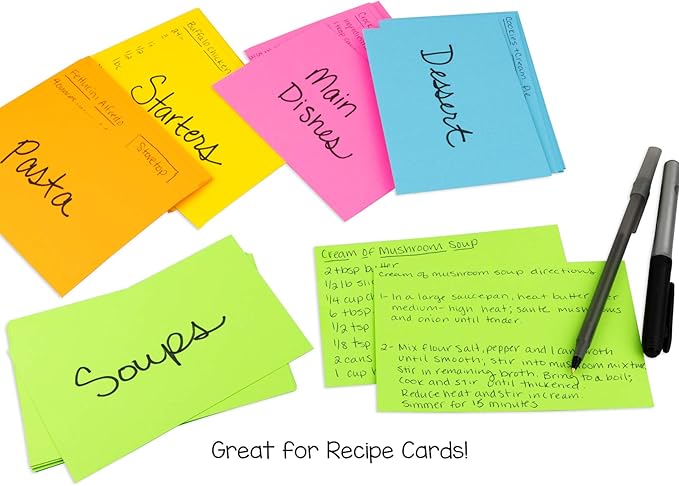 Hygloss 100 Pcs Blank Colored Index Cards - 100 Unlined Colored Flash Cards 3.75 x 5.75-Inch - Study Cards - Notecards for Studying, School, Office, or Games - 5 Bright Assorted Colors