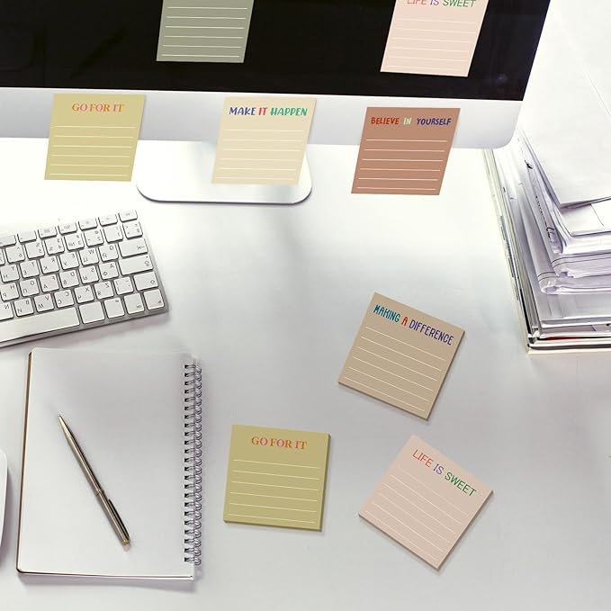 Yinder 24 Pcs Inspirational Sticky Notes Cute Motivational Sticky Notes Pad End of Year Employee Appreciation Gifts Bulk for Teacher Nurse Coworkers Office Supplies 3 x 3'' (Motivational,Boho)