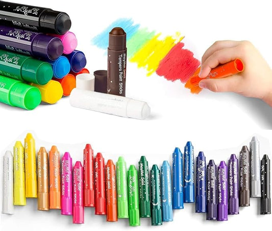 MayMoi Tempera Paint Sticks, Washable Paint Sticks, Quick Drying & No Mess, Non-Toxic, Best Art Birthday Gifts (24 Colors)