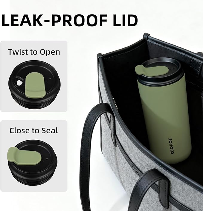 BJPKPK 16oz Insulated Tumbler with Lid,Travel Coffee Mug Stainless Steel,Leakproof Reusable Thermal Cup for Cold and Hot Drinks,Forest Green