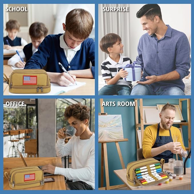 Tactical 4 Compartments Pencil Case for Boy, Large Pen Pouch Bag for School | Tactical Large Capacity Pen Box, 900D Farbic Tool Bag for School College Office Marker Organizer for Boy Kid Men Adult Teen