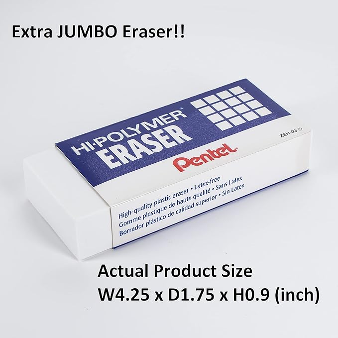 Pentel Hi-Polymer Block Eraser, Super XL White, 1-Pk (ZEH99BP)
