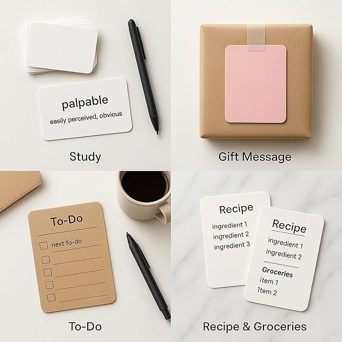 Set, 3.5 x 2 Inches, Kraft Brown White Pink, 100 Count Per Pack, Study Recipe To-Do List Organization Cards (Pink)