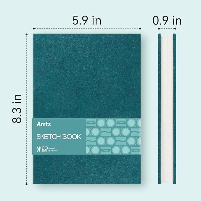 Arrtx Premium Sketch Book A5 (120 Pages, 180 GSM) - Thick Acid-Free Drawing Paper, Hardcover Art Sketch Pad | 8.3” x 5.9” | Ideal for Artists, Students, Professionals